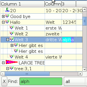 screenshot: TreeListView Lazarus GTK2